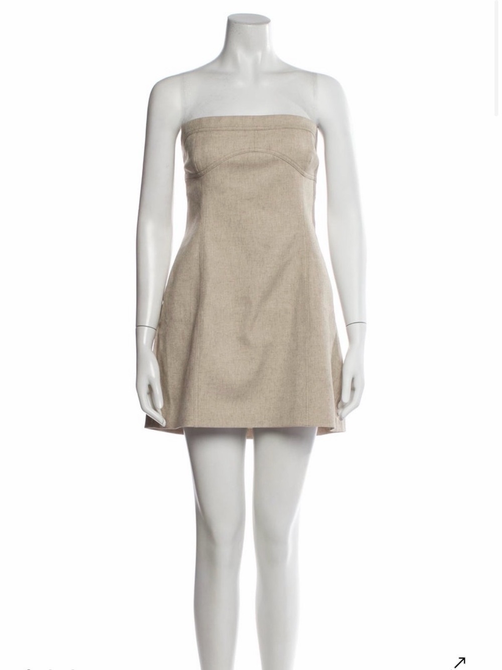 Strapless Linen Beige Mini Dress with Tags